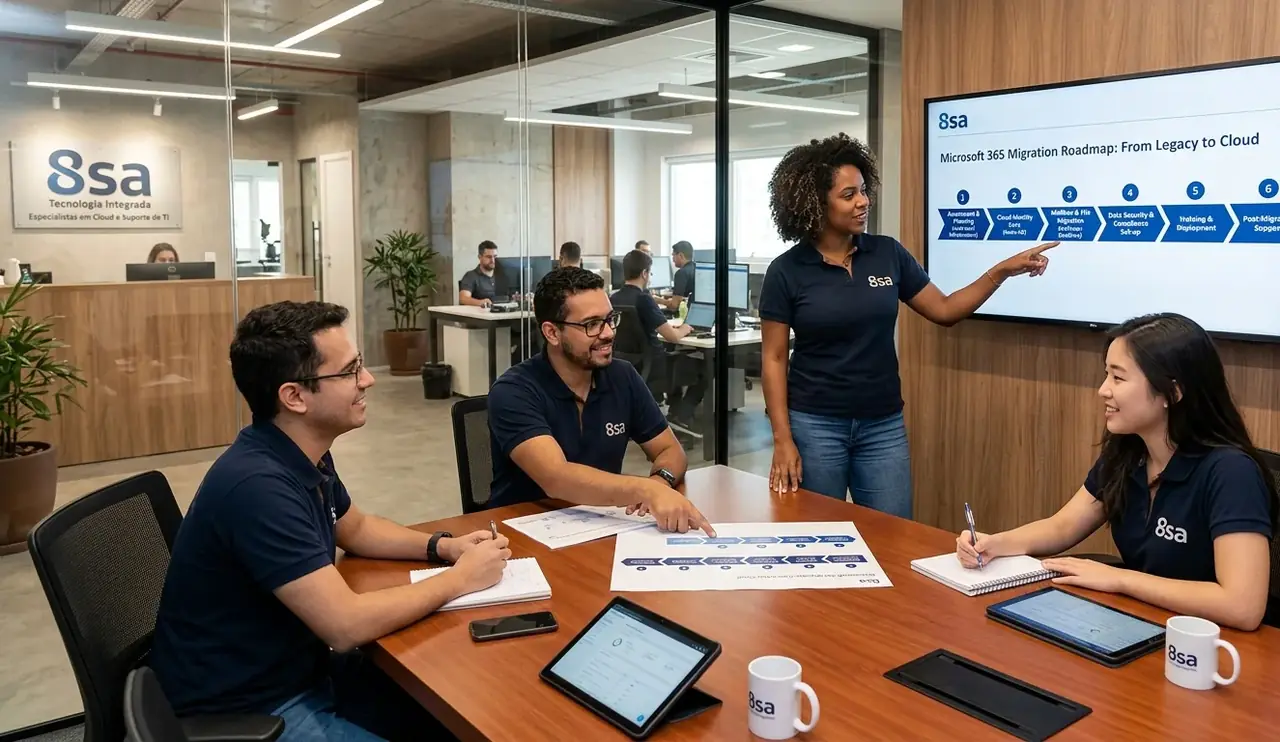 Conteúdo sobre como migrar para microsoft 365 da empresa de TI 8sa e suporte de TI para empresas